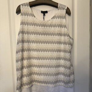 White and Beige Sleeveless Top